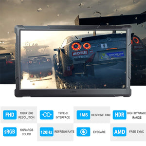 GStory 授權貨品 17.3 Inch HDR 120Hz 1ms FHD 1080P 可攜式遊戲監視器類型-C GS173HR